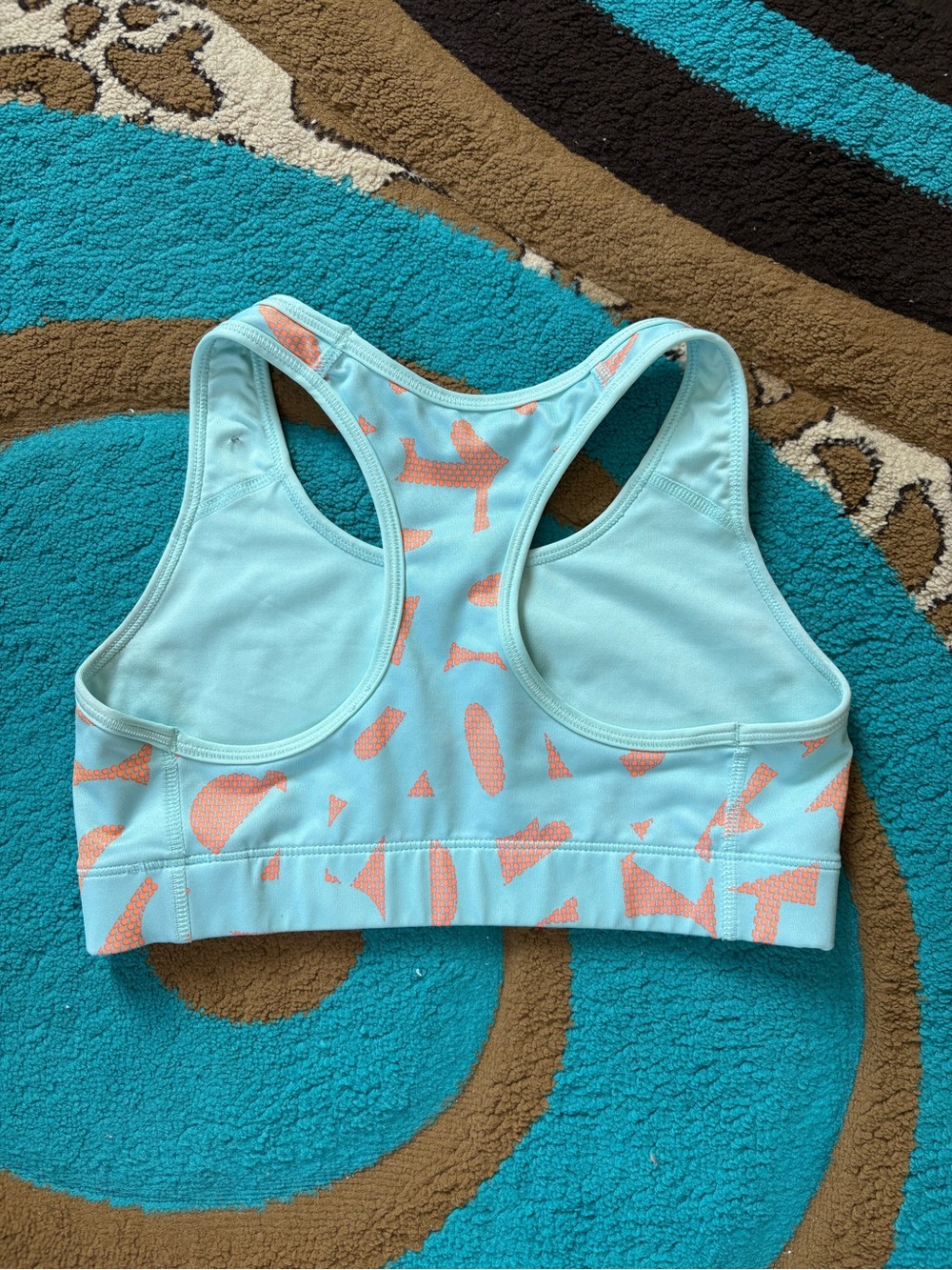 Nike Pro Women's Light Blue & Coral Dri-FIT Sports Bra - Picture 2 of 4